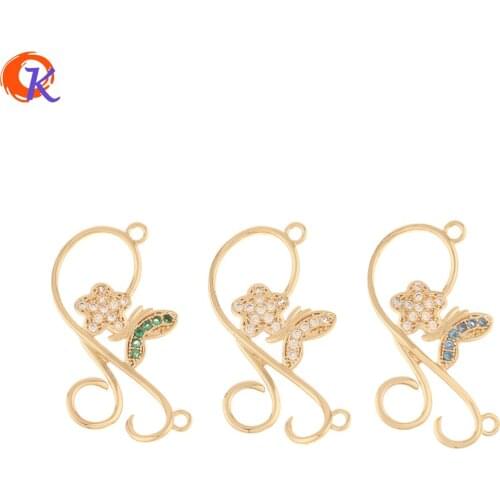 Cordial Design 50Pcs 15*27MM Jewelry Accessories/CZ Charms/Hand Made/Flower Shape/DIY Making/Earring Findings/Jewelry Connectors