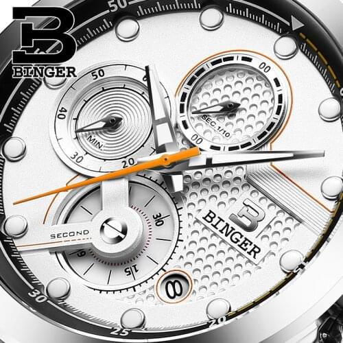 Multifunction Watches Men Luxury Top Brand BINGER New Fashion Mens Chronograph Quartz Watch Male Wristwatch relogio masculino