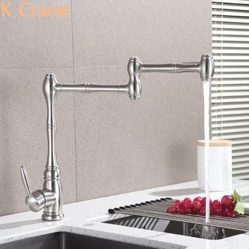 Fold Kitchen Faucet Stainless Steel Brushed Tap Hot Cold Water Mixer Torneira 360 Degree Rotation Folding Grifo Torneira Cozinha