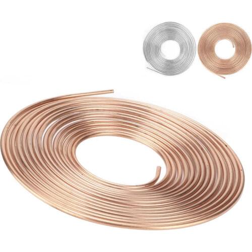Brake Hose Tube Car Accessories 25ft Brake Line Tubing Copper Nickel-Plated 3/16in OD Coil Roll for Hydraulic Braking Fuel