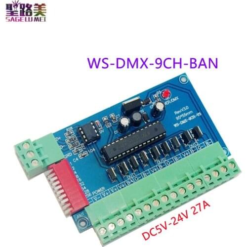 WS-DMX-9CH-BAN WS-XB22-12CH-BAN DMX512 Decoder 9/12 channel DMX512 RGB controller 9/12CH Dimmer for RGB LED Lights Lamp Modules
