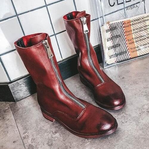 New Boots Women Genuine Leather Shoes For Winter Boots Shoes Woman Casual autumn Front zipper Botas Mujer Female Ankle Boots c92