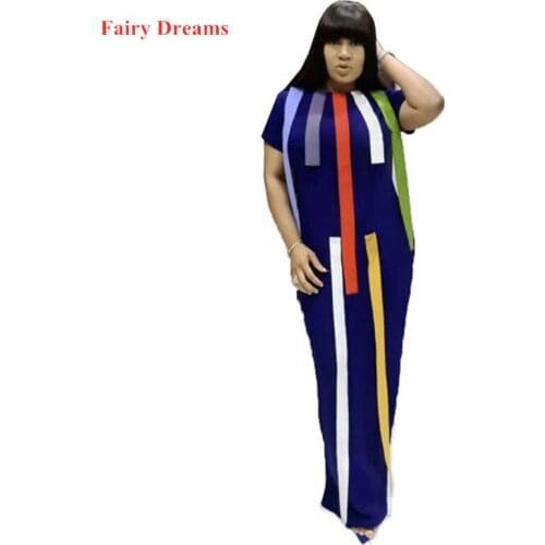African Long Dress For Women 2020 New Style Ladies Summer Maxi Dresses Short Sleeve Plus Size Clothing 3XL Vestidos