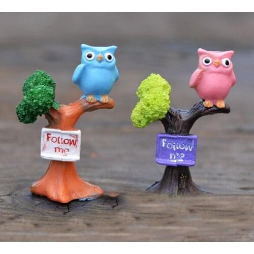 1PC Branch with Cute Owl Bird DIY Resin Fairy Garden Craft Decoration Miniature Micro Gnome Landscape Garden Decoration