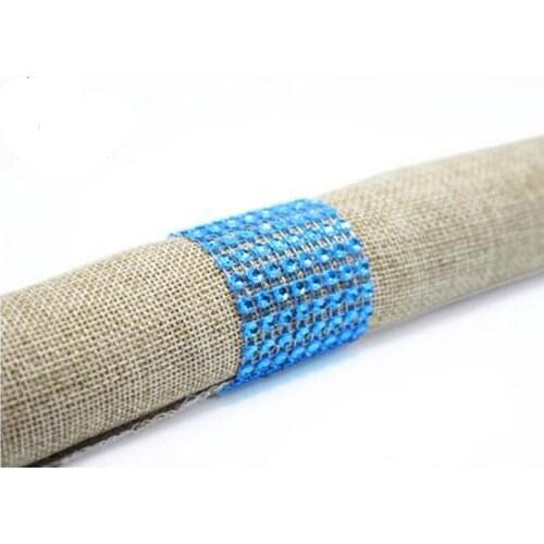 100Pcs Plastic Rhinestone Wrap Blue Napkin Ring New Napkin Rings Chair Buckle Hotel Wedding Supplies Home Talbe Decoration