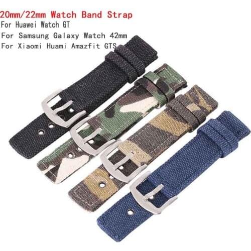 20mm/22mm Watch Band Strap Printed Pin Buckled Adjustable Canvas Wrist Band Sport Bracelet Men Women Strap Belt Accessories