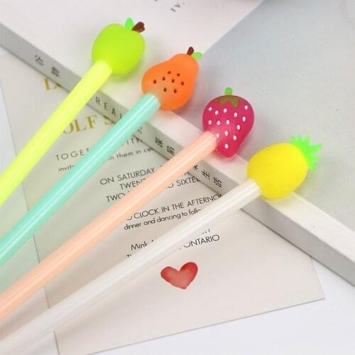 20pcs Fruit Gel Pens Stationery Set 0.5mm Black Ink Pen for Student Office School Supplies Factory Direct