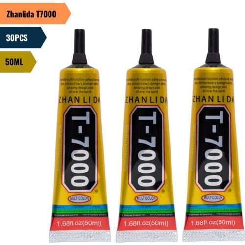 30PCSZhanlida T7000 50ML Black Contact Cellphone Tablet Repair Adhesive Electronic Components Glue With Precision Applicator Tip