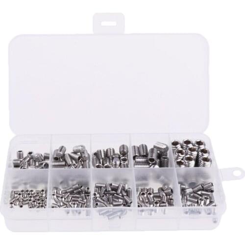 Assorted 300 Pieces Allen Hex Screws Machine Headless Hexagon Socket Bolts