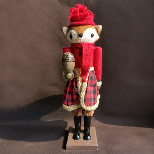 37cm fox nutcracker puppet pretty rare Christmas woodwork painted nutcracker toy children Christmas gift toy ht165