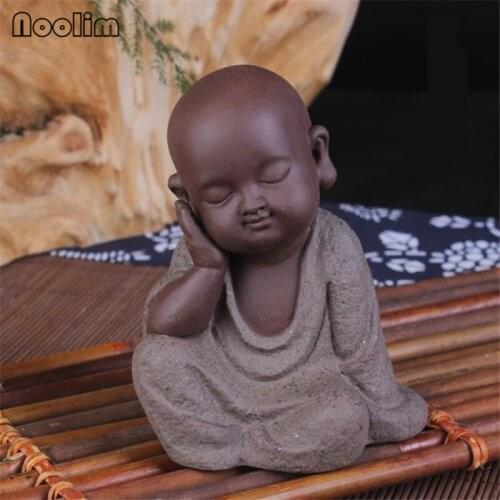 6 Kinds Ceramic Little Monk Tea Pet Creative Home Teahouse Crafts Small Buddha Figurine Adornment Car Decor Ornaments