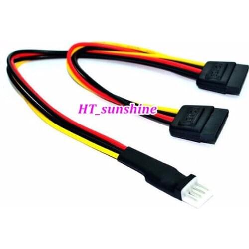 Besst price 4 Pin Floppy Male to Dual 15 Pin SATA Female Adapter Converter 18AWG Wire Power Leads Cable Cord