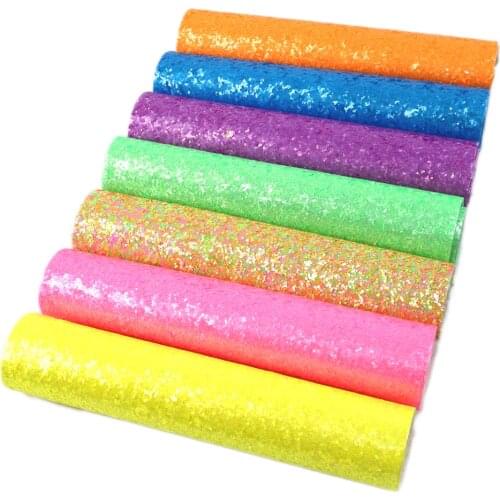 David accessories 20*33cm Plain Chunky Glitter Faux Synthetic Leather Fabric DIY Bow Bag Wallet Material Decoration,1Yc8091