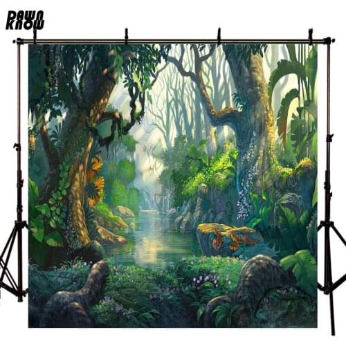 DAWNKNOW Cartoon Forest Photography Background Photocall Baby Children Wedding Fairy Tale Backdrops Photo Shoot Studio GY437