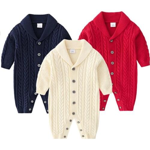 Winter Baby Rompers Long Sleeve Infant Boys Girls Jumpsuits Clothes Cotton Autumn Solid Knitted Newborn Toddler Kids Overalls