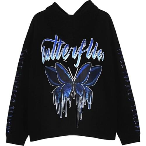 Harajuku Butterfly Hoodie Men Hip Hop Streetwear Oversize 100% Cotton Sweatshirt 2020 Autumn New Hooded Man Women Hoodies