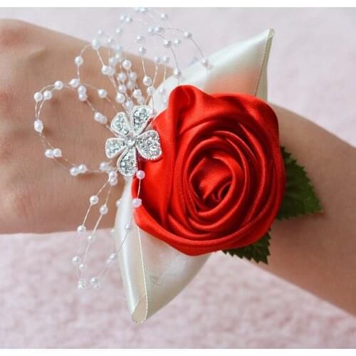 Artificial Flower Wrist Flower Brooch For Wedding Party Bridal Prom Wrist Corsage Bridesmaid Sisters