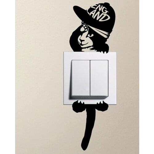 Creative Handsome Cat Switch Sticker Living room Bedroom Decorative Wall Stickers Vinyl Waterproof Murals JG1385