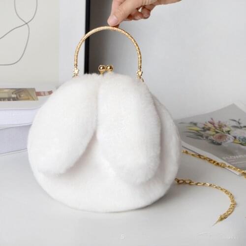 2021 New Women Plush Mini Shoulder Bag Female Messenger Bags Purses Soft Cute Rabbit Ears Crossbody Bags for Women Sac A Main