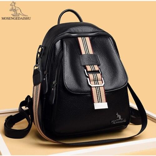 Fashion Womens Backpack Belt Buckle Anti-theft School Bag for Girls Designer Female Backpack Real Leather Shoulder Bag Mochila
