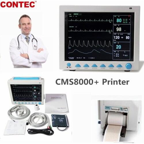 CONTEC Patient Monitor CMS8000 ECG,NIBP,SPO2,PR,RESP,TEMP With Printer ICU Vital Signs 12.1'' LCD Screen Monitor