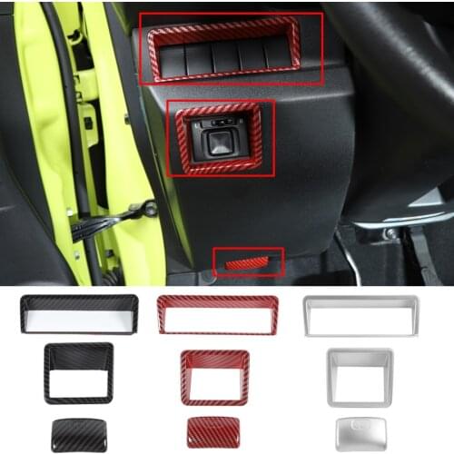 NHAUTP 3Pcs/set Car Interior Decoration Rearview Mirror Adjust Switch Button Trim Stickers Cover For Suzuki Jimny 2019