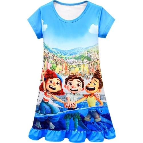 Luca Nightdress Little Teen Girl Pajamas bluey Dresses Children Cartoon Sleeping Summer Nightgown Home Clothes Kids Sleepwear