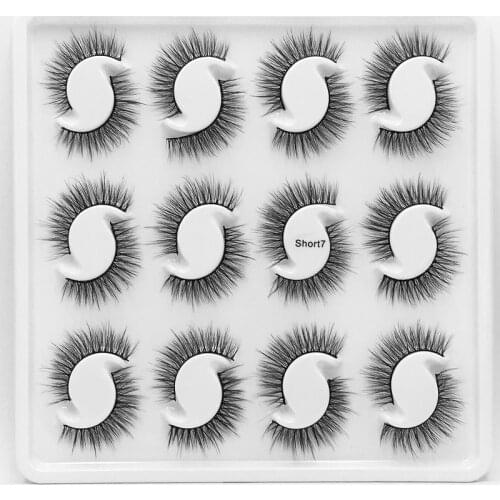 NEW 12pair Mink False Eyelashes Messy Cross Soft Cotton Stalk Natural Short Fake Eyelashes Smoke Banquet Makeup Mink Eye Lashes