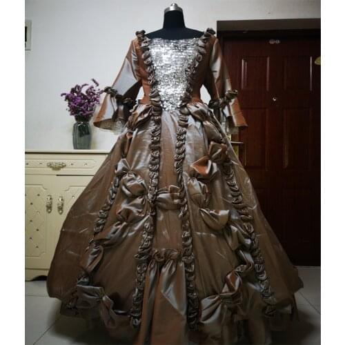 New brown Vintage costumes 18th Duchess Retro medieval Renaissance Reenactment Theatre Civil war Victorian dress D-267