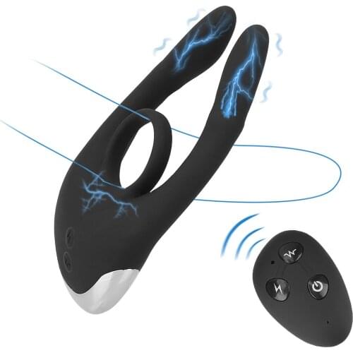 OLO Vibrating Penis Ring Penis Delay Ejaculation Anal Clitoris Stimulation Dildo Vibrator 10 Speed Electric Shock Cock Rings