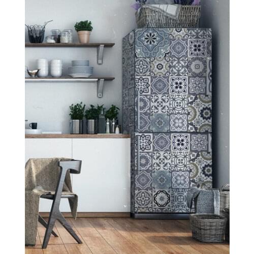 Wholesale 3D Floor Tiles Pattern SelfAdhesive Dishwasher Refrigerator Freeze Sticker Kids Art Fridge Door Cover Wallpaper