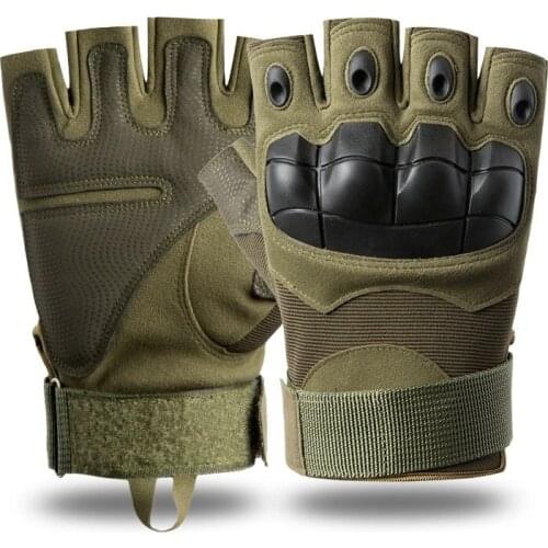 YAKEDA Cycling Climbing Hiking Hunting Army Combat Airsoft Fingerless GlovesHard Knuckle Paded Half Finger Tactical Gloves