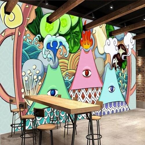 Custom 3D Photo Cartoon Abstract Painting Gourmet Food Hot Pot Restaurant Background Wall Decoration Waterproof Canvas Murals