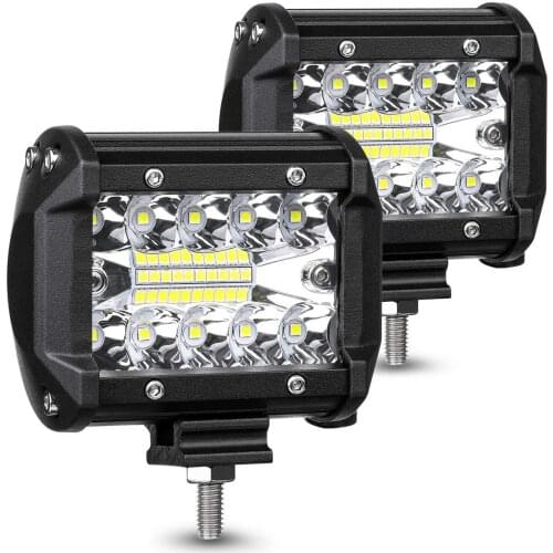 2x LED work light 4 In120w 12800lm Driving Fog Off Road Lights Triple Row Waterproof Combo Beam Bar forTruck ATV UTV SUV Boat