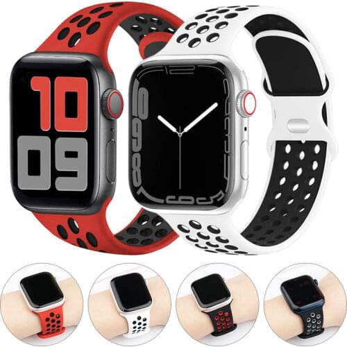 Sport Strap For Apple Watch Band 6 SE 5 4 44mm 40mm Silicone Breathable Belt Bracelet to iWatch Watchband Series 54321 38mm 42mm
