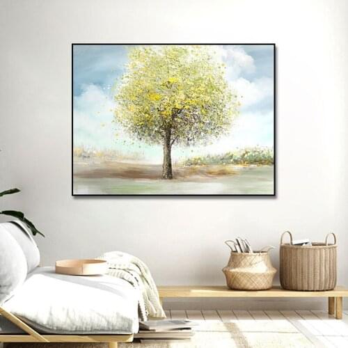 Modern Wall Art Canvas Paintings Abstract Golden Tree Landscape Art Posters And Prints Wall Pictures for Living Room Home Decor