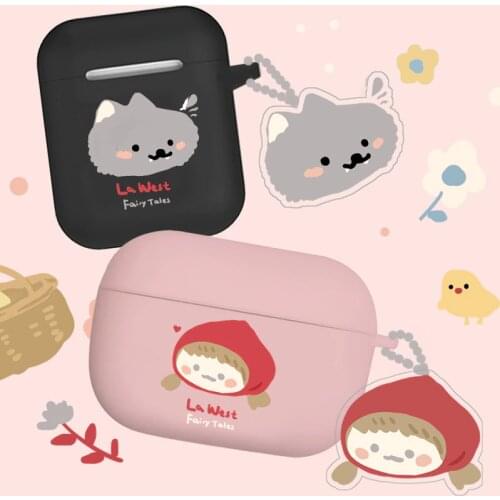 STARRY FOREST Little Red Riding Hood and wolf fairytale cute cases for airpods 1 2 and pro soft case for girl and couples