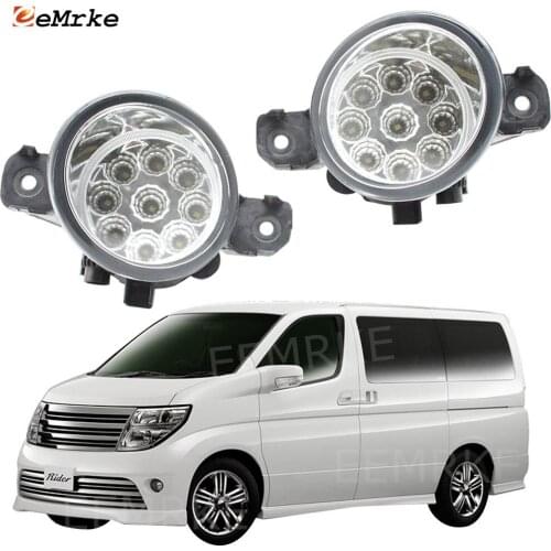 EEMRKE 2 Pcs 9-Pieces Led Fog Lights H11 12V Front Bumper Light Halogen for Nissan Elgrand Rider (Е51) 05.2002 2003 2004-07.2010