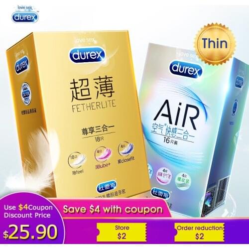 Durex Condoms AIR 3in1 Ultra Thin G Spot Natural Latex Oral Sex Extra Lubricant Penis Sleeve Intimate Products Sex Toys for Men