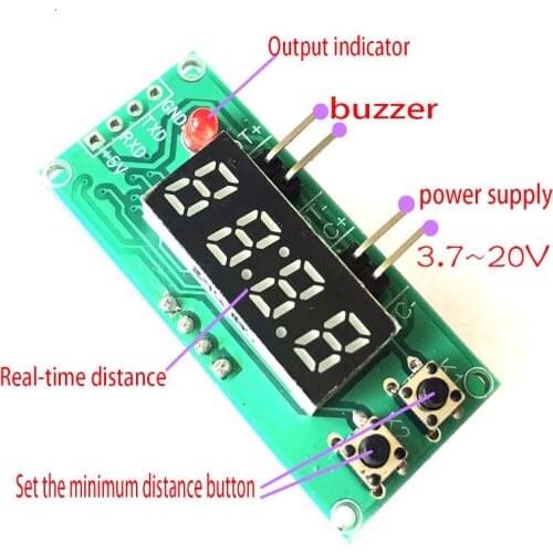 Ultrasonic ranging digital display module detection distance alarm single chip microcomputer high precision buzzer