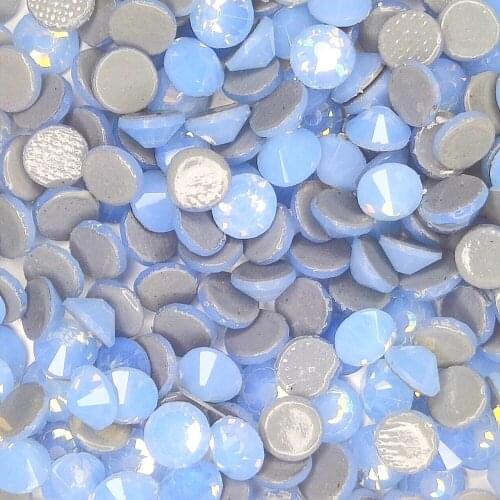 Top Quality Blue Opal Hot fix Rhinestones Super glitter Glass Strass Iron On Crystal stones For Fabric garment/Clothes DIY