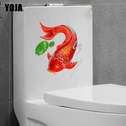 YOJA 18.6*22.7CM Cartoon Red Carp Wall Sticker Bedroom Home Decor Toilet Decal T3-0834