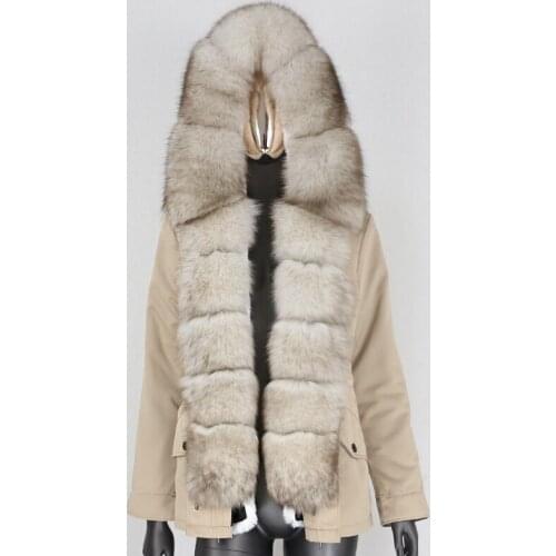 2021 New Waterproof Short Parka Winter Jacket Women Real Natural Fox Fur Collar Hood Coat Streetwear Detachable 3 In 1 Warm