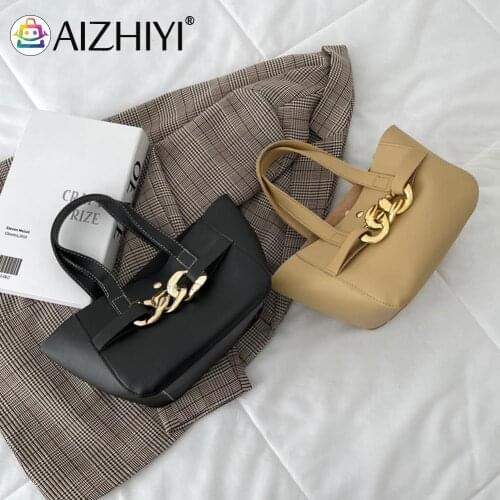 Fashion Women PU Leather Bucket Handbag Ladies Casual Thick Chain Solid Color Large Capacity Shopping Tote Bags