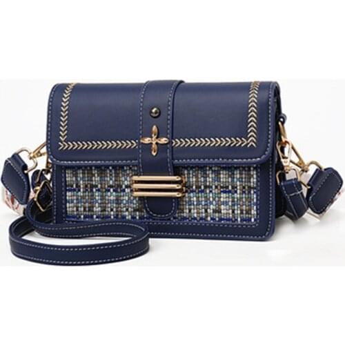 Bags for women 2021 Summer New Fashion Shoulder Bag Korean Embroidered Thread Broadband Crossbody Flip Small Square Bag purse