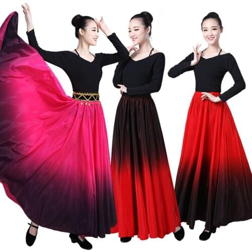 Flamenco Skirt for Women Belly Dance Costumes Spanish Gypsy Girls Spanish Flamenco Clothing Performance 90/180/270/360 Degree
