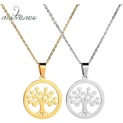 Nextvance Tree of Life Pendant Necklace Silver Color Heart Amulet Necklace Bijoux Kolye Support Dropshipping