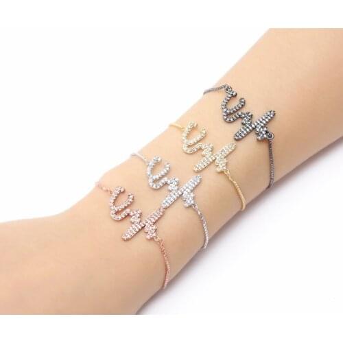 Gold silver Chain micro pave cz Zircon Cubic Zirconia bracelet rope adjusted Macrame Bangle lky4 Fashion Jewelry