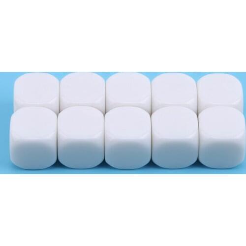 10Pcs/Pack 15MM White Smooth Rounded Corner Blank Dice Opaque Six Sided D6 Dice For Board Games Fun And Teaching Educational Toy