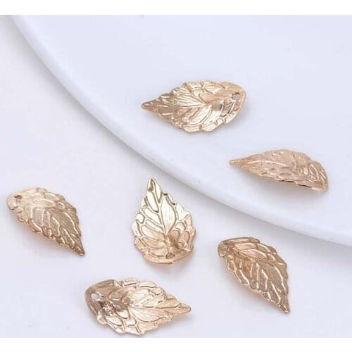100pcs DIY accessories gold leaves Bracelet earrings hair accessories jewelry copper pendants
